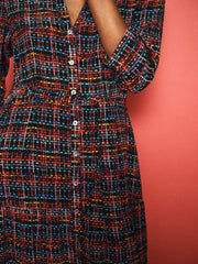 Avery silk tweed print maxi dress