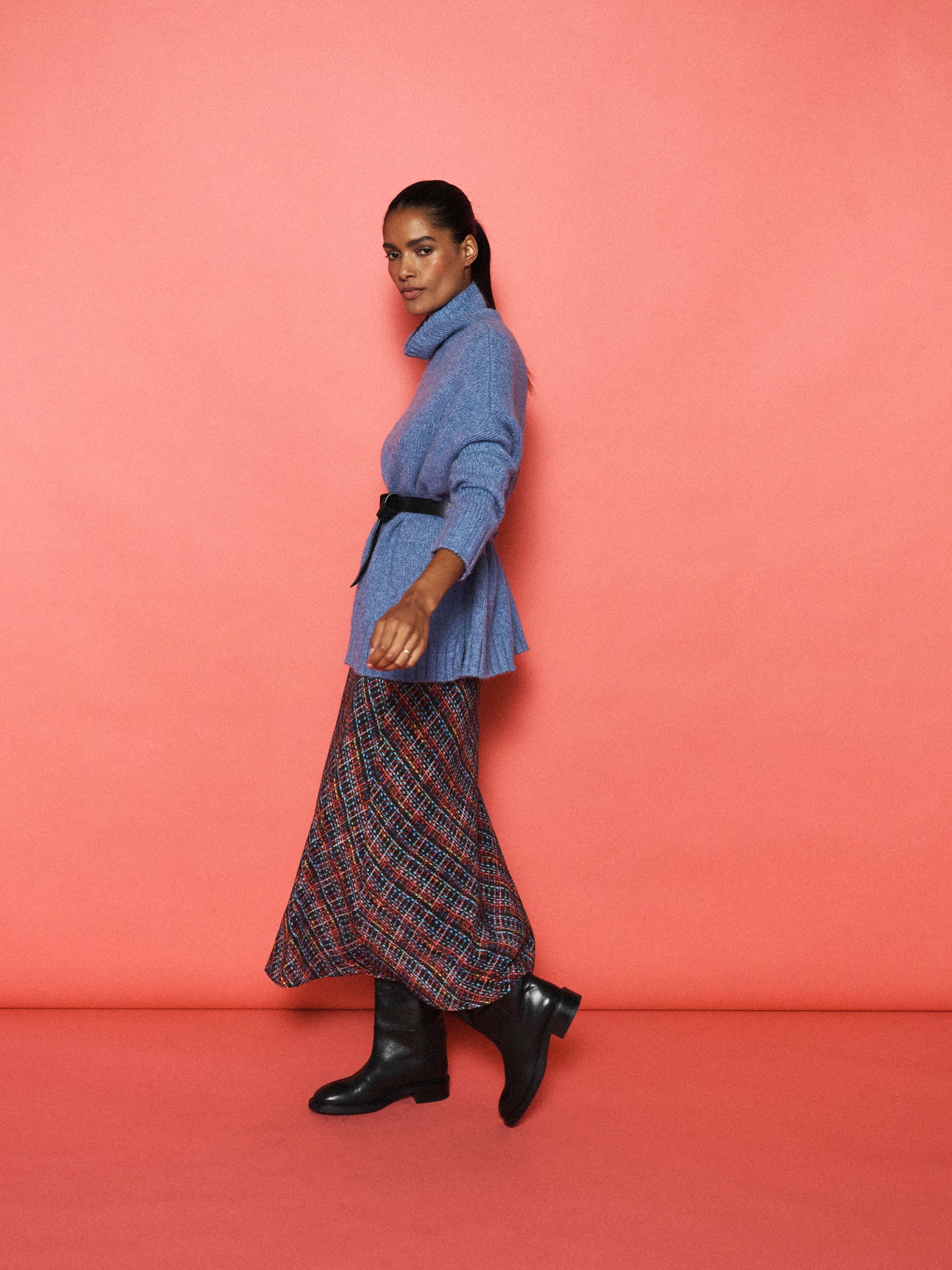 Cyd Silk Stardust Tweed Print Skirt