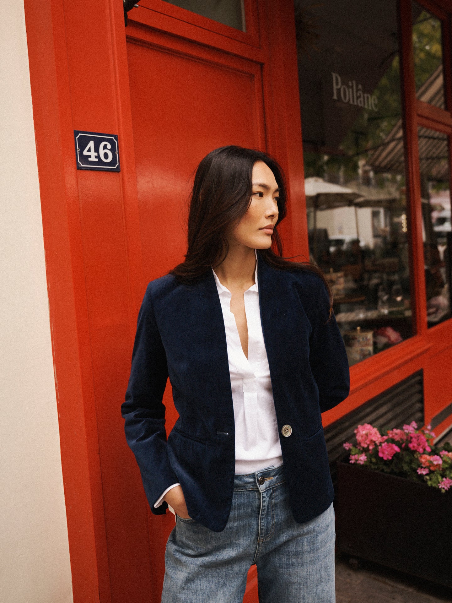Jay cotton velvet jacket - Dark Navy