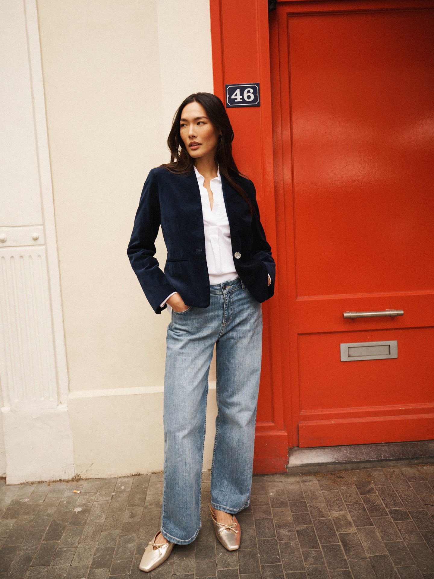 Jay cotton velvet jacket - Dark Navy