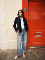 Jay cotton velvet jacket - Dark Navy