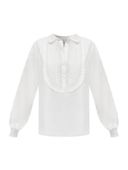 Jenna cotton pleated shirt - White