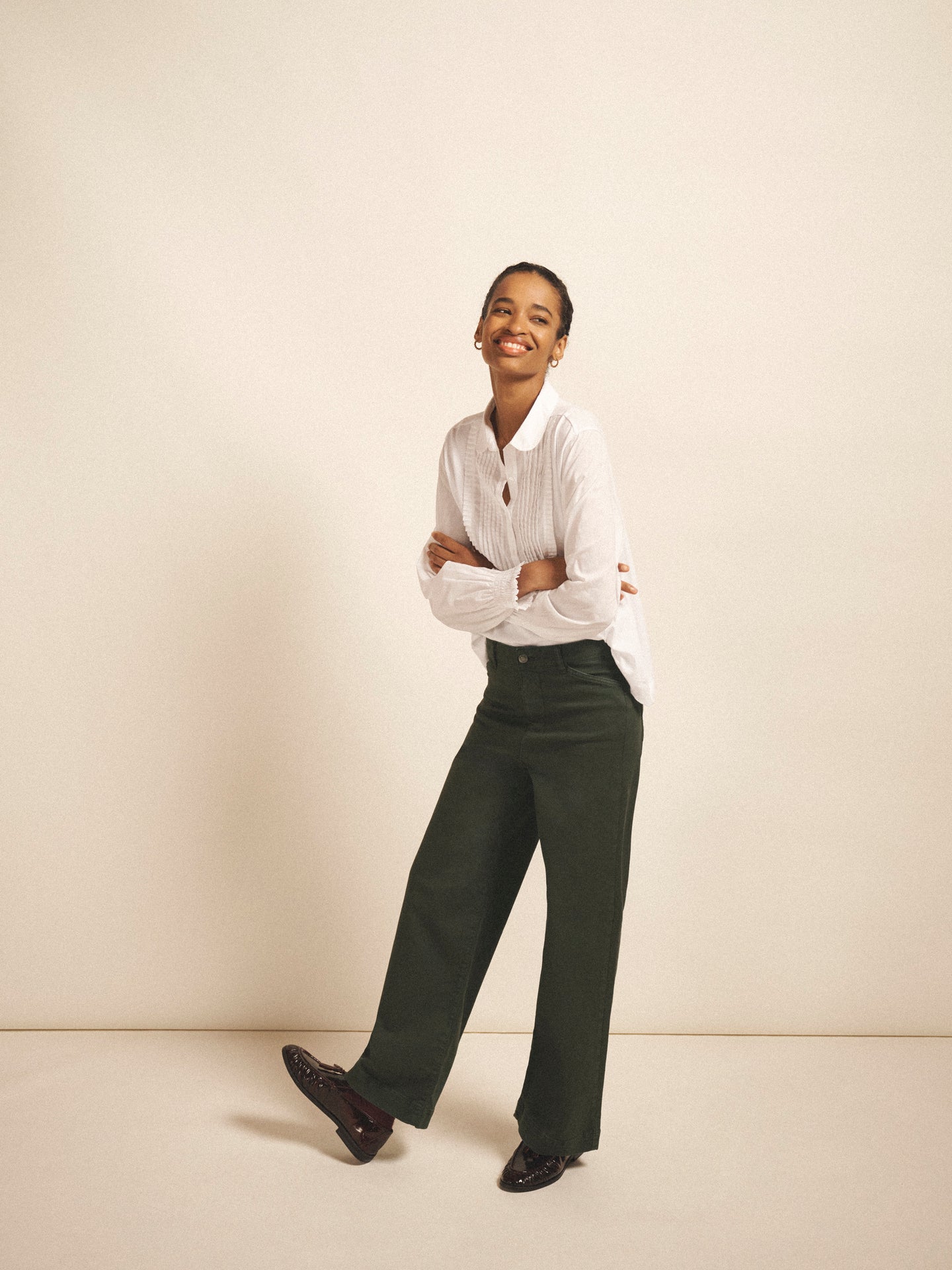 Jenna cotton pleated shirt - White