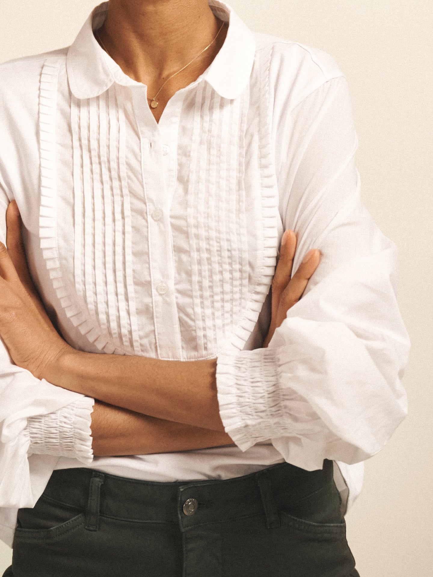 Jenna cotton pleated shirt - White