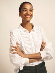 Jenna cotton pleated shirt - White