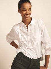 Jenna cotton pleated shirt - White