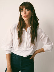 Jenna cotton swiss dot shirt - White | NRBY Clothing