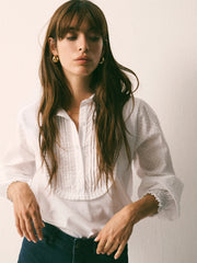 Jenna cotton swiss dot shirt - White | NRBY Clothing