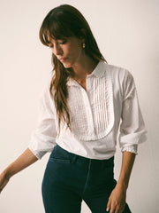 Jenna cotton swiss dot shirt - White | NRBY Clothing