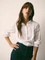 Jenna cotton swiss dot shirt - White | NRBY Clothing
