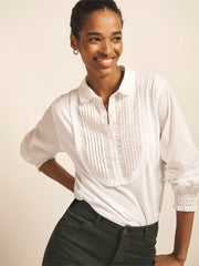 Jenna cotton pleated shirt - White