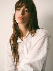 Jenna cotton swiss dot shirt - White | NRBY Clothing
