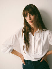 Jenna cotton swiss dot shirt - White | NRBY Clothing