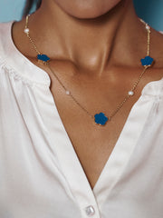 Peacock Flower and Pearl Necklace