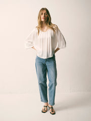 Joely silk satin shirt - Ivory | NRBY Clothing