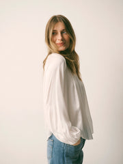 Joely silk satin shirt - Ivory | NRBY Clothing