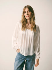 Joely silk satin shirt - Ivory | NRBY Clothing