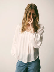 Joely silk satin shirt - Ivory | NRBY Clothing