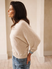 Sleepy Joe merino cashmere sweater - Sand with Aqua