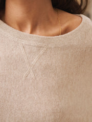 Sleepy Joe merino cashmere sweater - Sand with Aqua