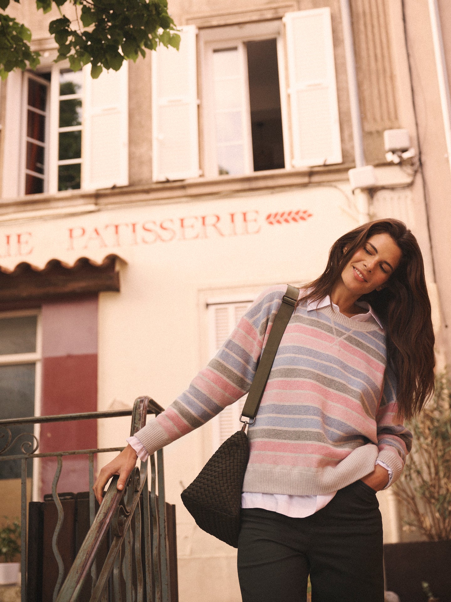 JoJo reversible cotton cashmere sweater - Tonal Multistripe / Grey