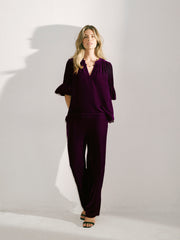 Julietta silk blend velvet top - Crushed berry | NRBY Clothing
