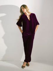 Julietta silk blend velvet top - Crushed berry | NRBY Clothing