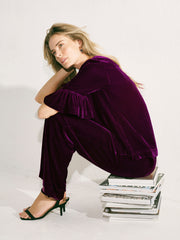 Julietta silk blend velvet top - Crushed berry | NRBY Clothing