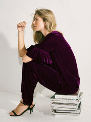 Julietta silk blend velvet top - Crushed berry | NRBY Clothing
