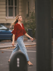 Julietta silk blend velvet top - Red | NRBY Clothing