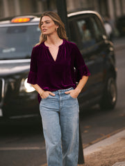 Julietta silk blend velvet top - Crushed berry | NRBY Clothing