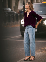 Julietta silk blend velvet top - Crushed berry | NRBY Clothing