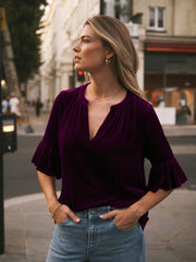 Julietta silk blend velvet top - Crushed berry | NRBY Clothing