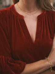 Julietta silk blend velvet top - Red | NRBY Clothing