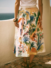 Juliette silk scenic print skirt | NRBY Clothing
