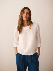 Julie linen top - Solid White