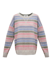 JoJo reversible cotton cashmere sweater - Tonal Multistripe / Grey
