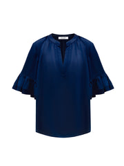 Jules silk satin shirt - Soft Navy