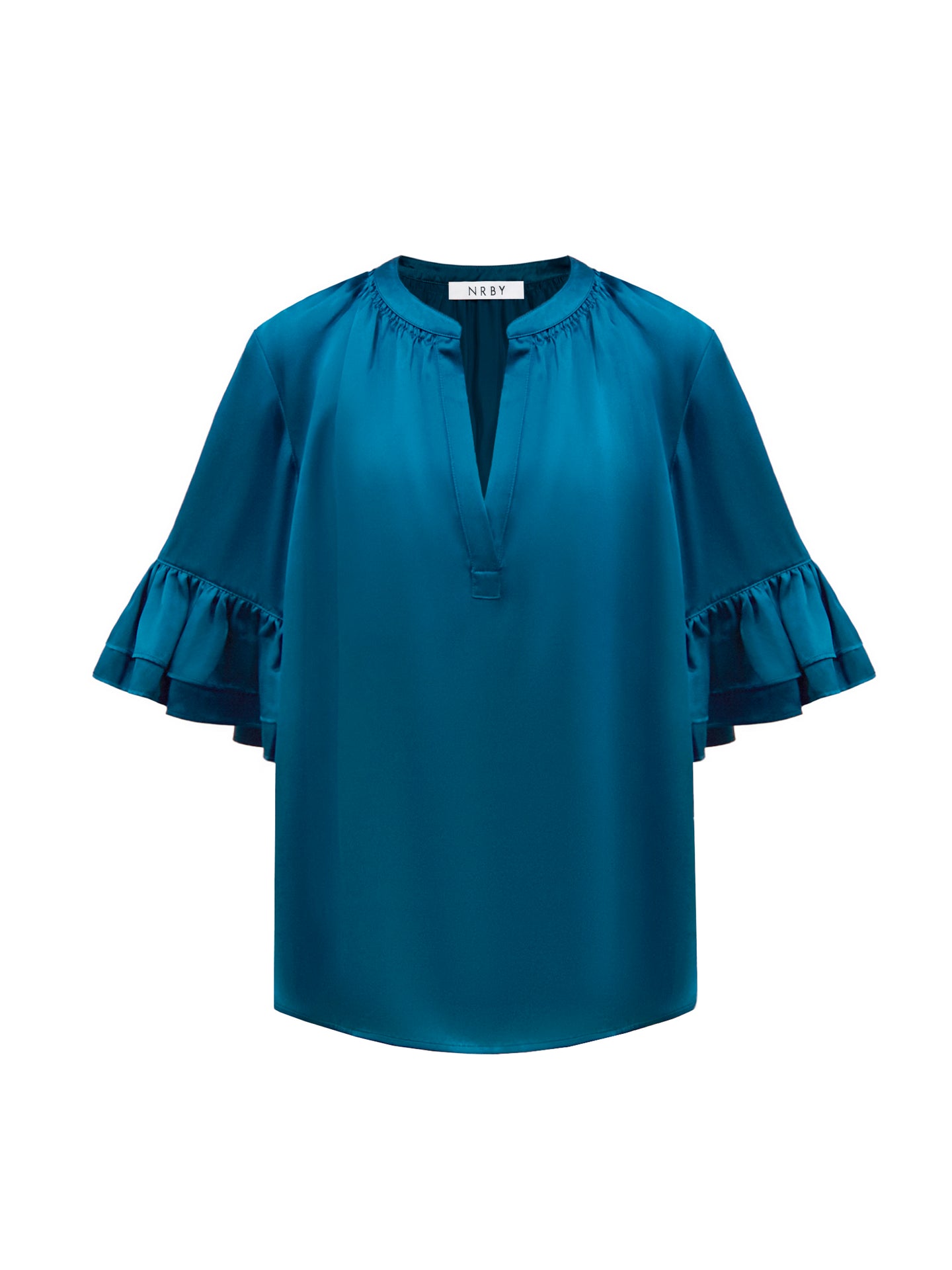 Jules silk satin shirt - Peacock Blue