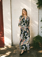 Keisha silk petal paisley print maxi dress | NRBY Clothing