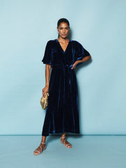 Kennedy silk blend velvet maxi dress - Midnight