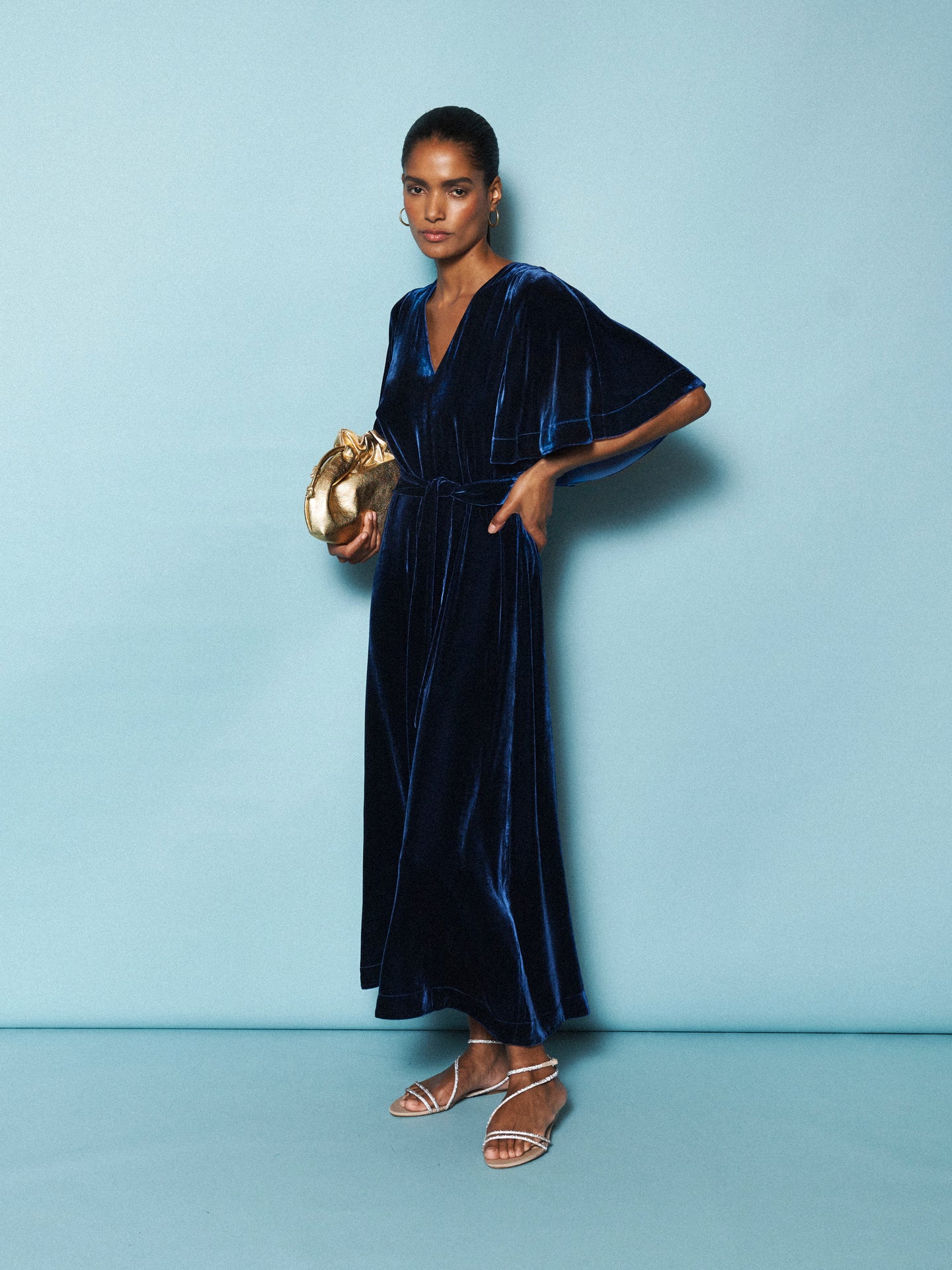 Kennedy silk blend velvet maxi dress - Midnight