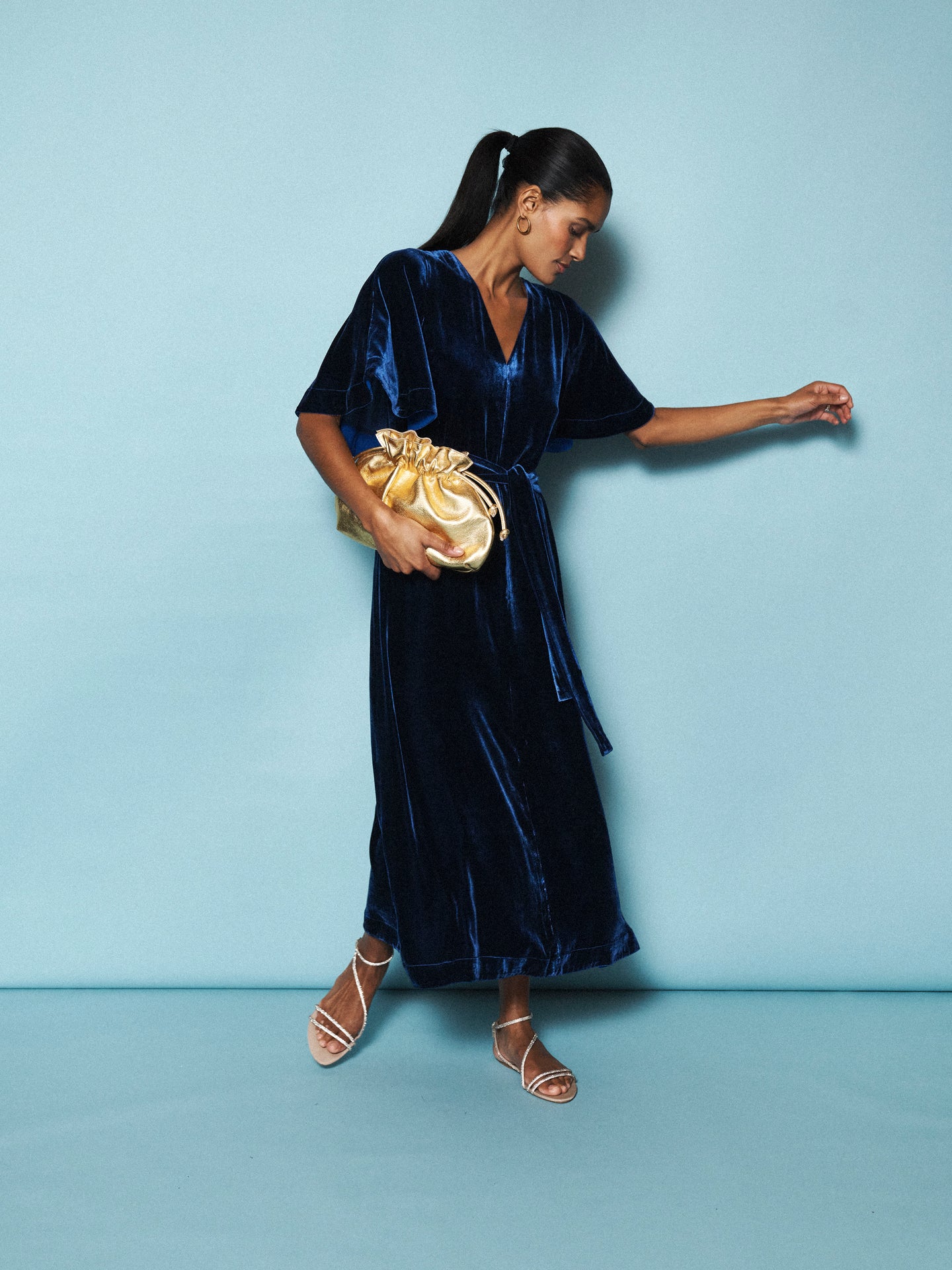 Kennedy silk blend velvet maxi dress - Midnight