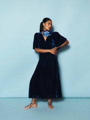 Kennedy silk blend velvet maxi dress - Midnight
