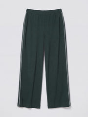 Thea silk piped trouser - Khaki with ivory piping | NRBY Clothing