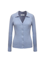 Kendra cotton cashmere ribbed cardigan - Blue