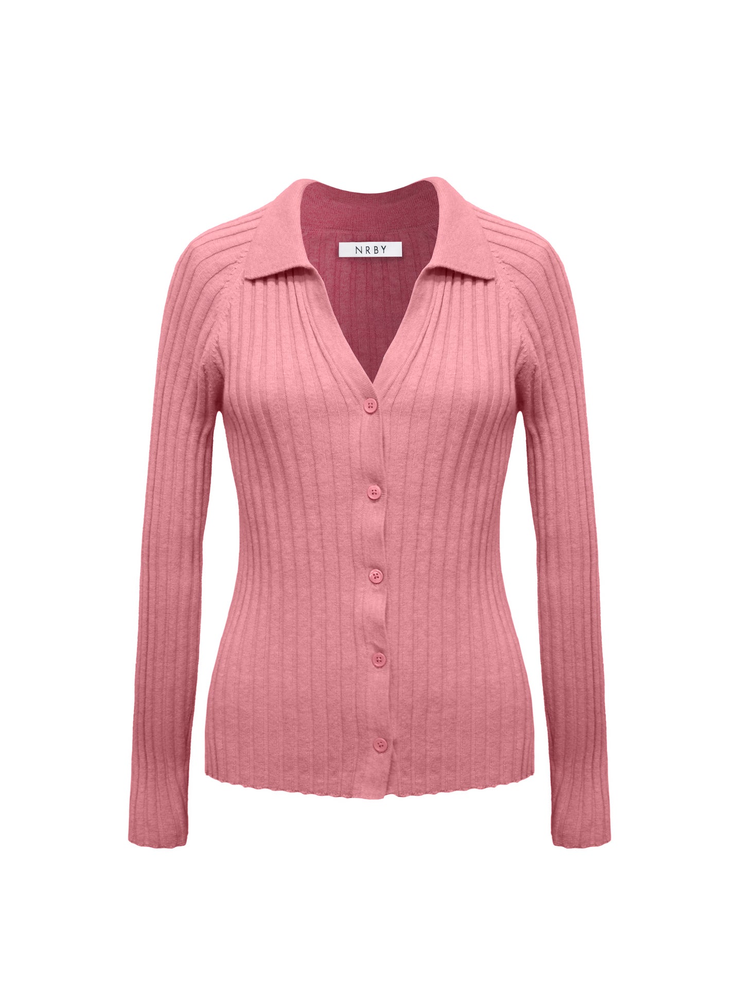 Kendra cotton cashmere ribbed cardigan - Pink