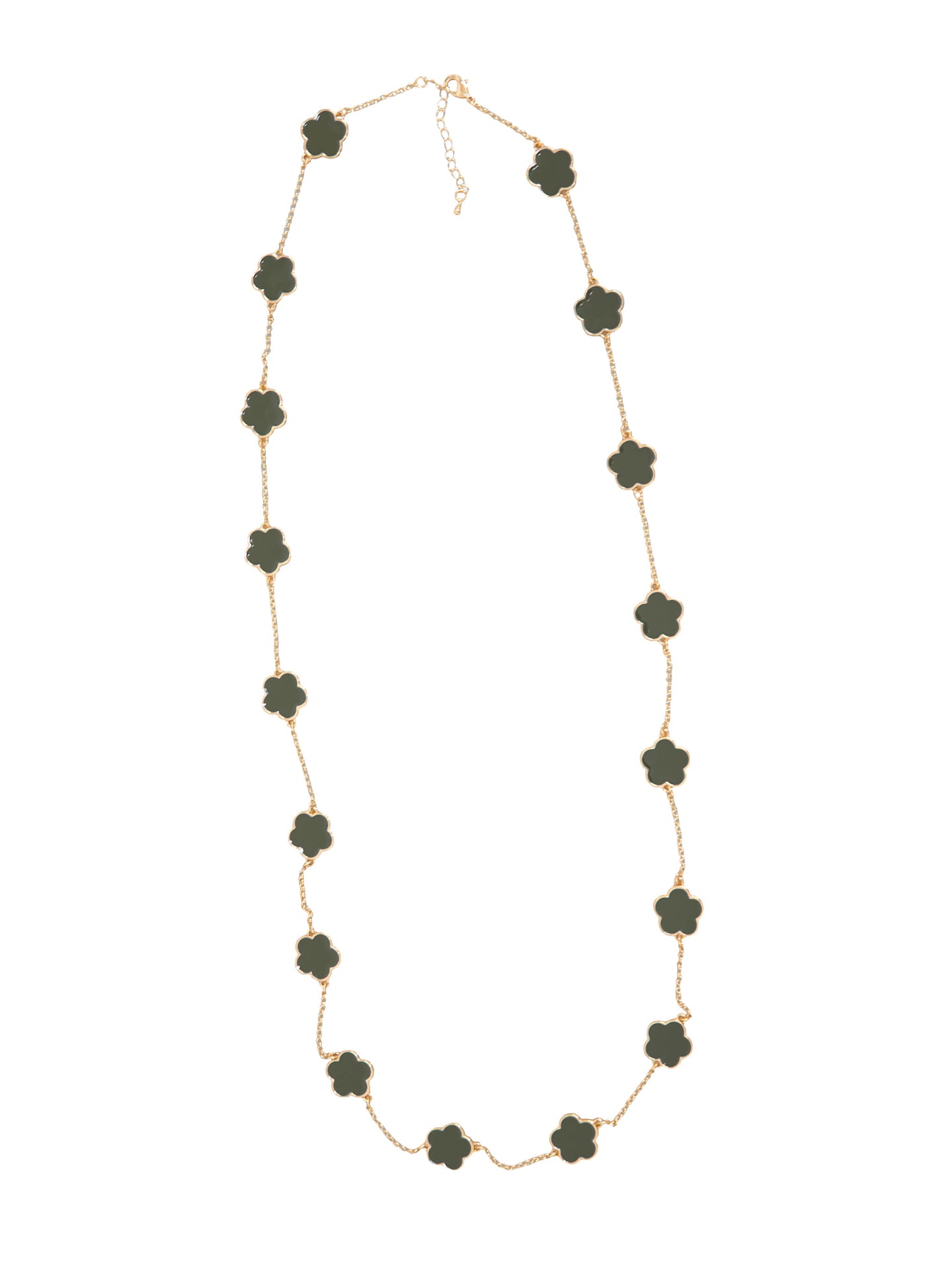 Khaki Flower Long Necklace