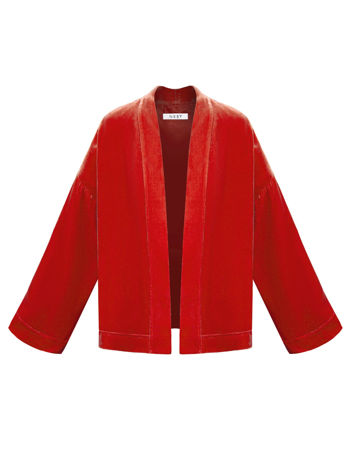 Butterfly silk blend velvet kimono - Hibiscus