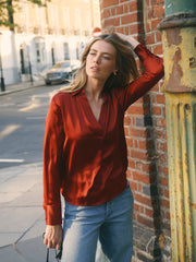 Laura silk satin shirt - Red | NRBY Clothing